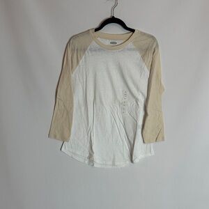 Old Navy Cream and White Long Sleeve T-Shirt